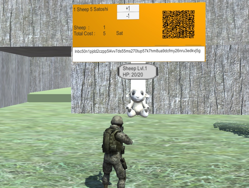 Shield showing a lightning QR code